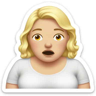 overweight blondie woman looking at mirros crying sticker