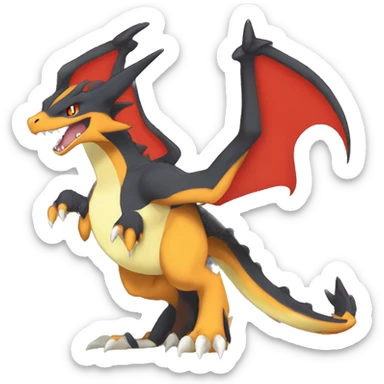 Anthro Cute cool black red white yellow nargacuga-Charizard sergal animal hybrid Fakemon full body sticker