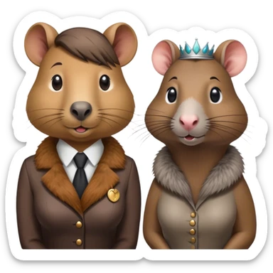 Female capybara receptionist and a female rat queen receptionist sticker