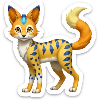 Colorful Meloetta-Sergal-Serval-Genet-Pokémon-Digimon-Fakémon-fusion-hybrid-creature sticker