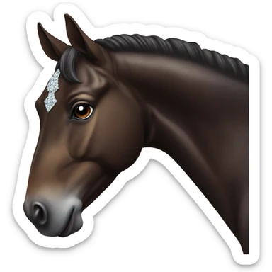 Elegant dark brown horse with diamond details  sticker
