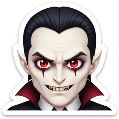 A vampire lord with hollow cheekbones, long black nails, and a cold, menacing smirk sticker