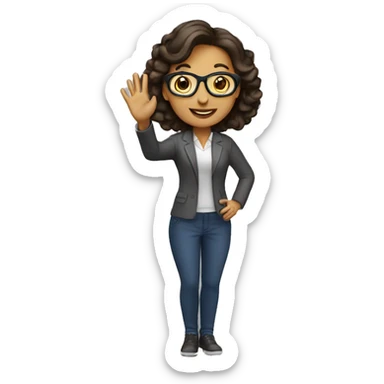 Female tutor waving sticker