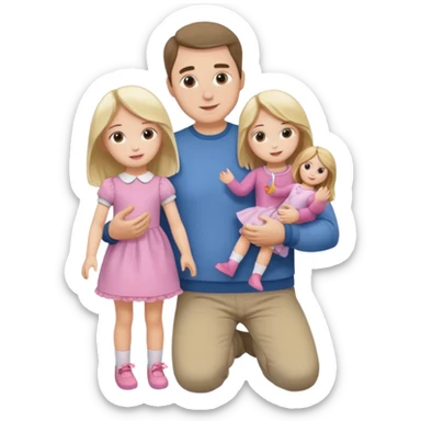 father and daughter playing dolls full body sticker