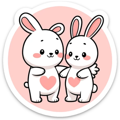 Bear and rabbit with love sticker