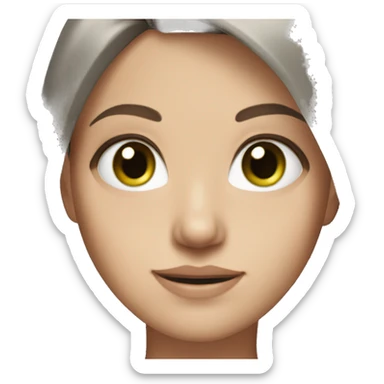 white girl with green eyes and brown hair with grey shirt sticker