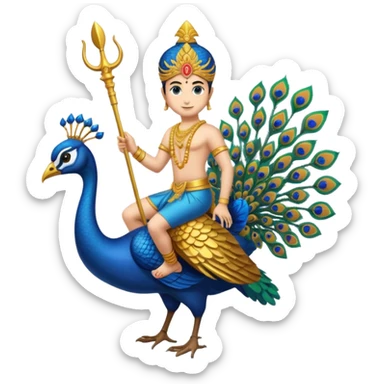 Give Lord murugan with blue peacock and vel staff as keypad emoji sticker