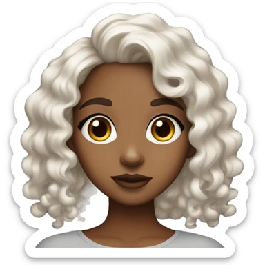 Cute girl with two toned lips curly hair brown skin eyebrows and big eyes  sticker