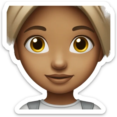 Little girl with straight long brown hair wearing silver heart necklace  sticker