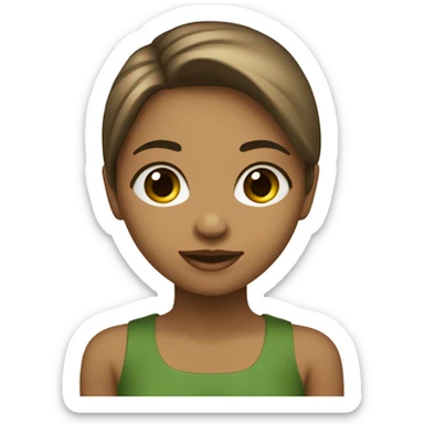 menina criança olhos verdes, cabelo no ombro marrom liso, pele bege claro sticker