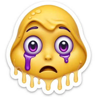 Wide eyes / Shadow to represent fear. make it a yellow emoji with purple sweat dripping down the head sticker