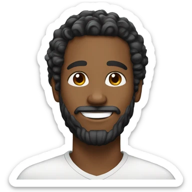 a black man, curl hair, smiling, thin beard sticker