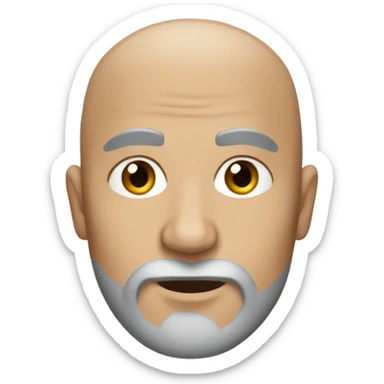 Bald guy with rolled beanie and a black and gray beard sticker