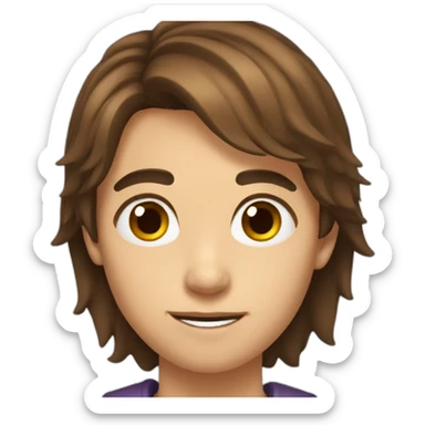 A 14 years old kid with brown hair and brown eyes sticker