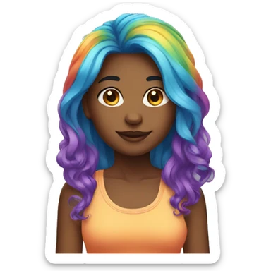 Girl with rainbow hair sticker