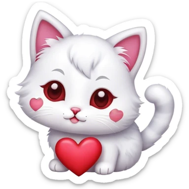Cute cat with valentines day heart sticker