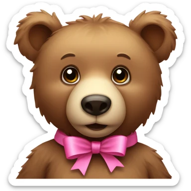 Bear with a pink ribbon sticker