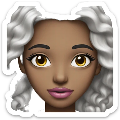 long lashes and grey eyes, very light, pink lips sticker