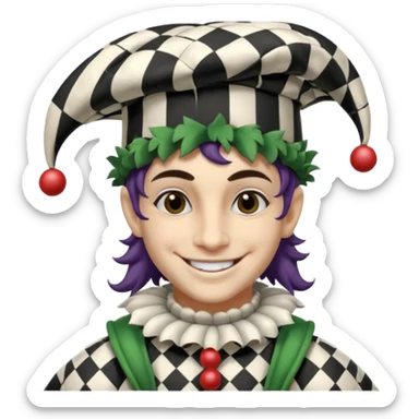 make a black and white jester sticker
