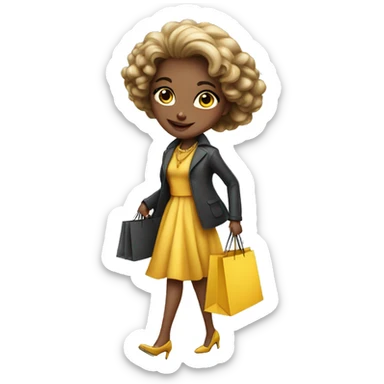 luxuriously dressed girl walking with lots of shopping bags sticker