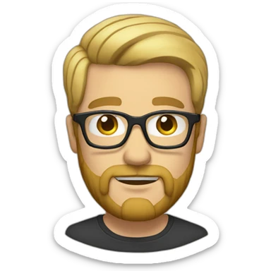 adult man face with blonde hair and beard and spects  sticker
