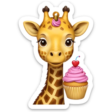 giraffe with cupcake sticker