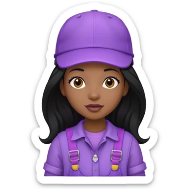 purple mario black girl with black long hair sticker