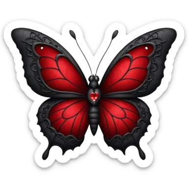 heart with gothic black butterfly sticker