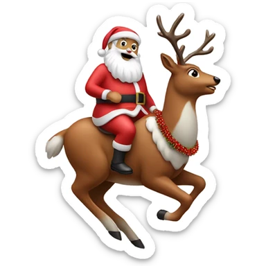 Santa riding Rudolph wearing a Tu-tu sticker