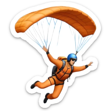 A base jumper soaring through the sky, with a parachute deployed, gliding over a dramatic cliffside or tall building. The background showcases a vast landscape below, with clouds and open skies, emphasizing the adrenaline and freedom of the sport sticker
