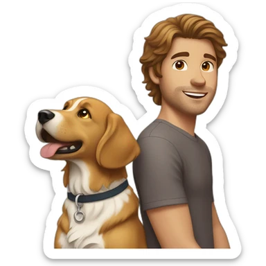 brown haired guy with golden retriever sticker
