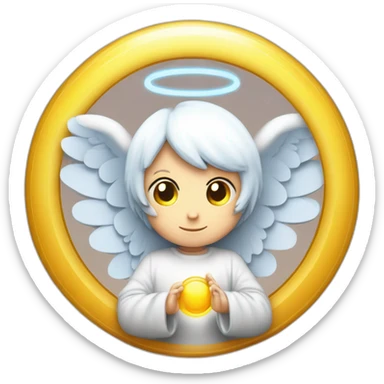 angel compuesto de alas furioso desprendiendo un halo de luz circular alrededor suyo con un nucleo de plasta en su interior sticker