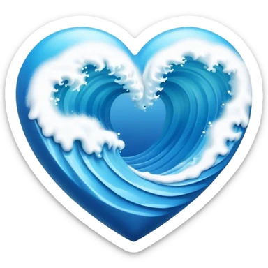 Sea wave in 3d heart sticker