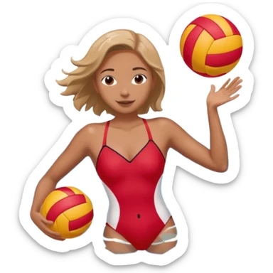 Natación  y voley en un corazón de color  sticker