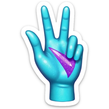 Glitter Roxo e Ciano Mão apontando para direita sticker