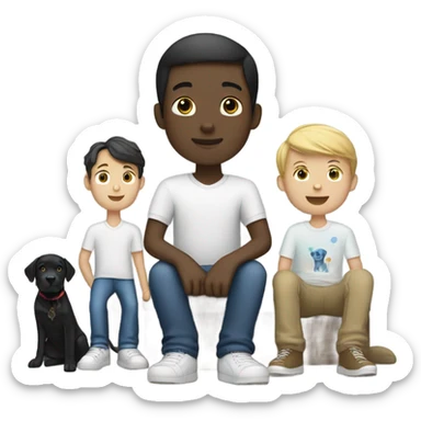 Black lab with two white teenage boys  sticker