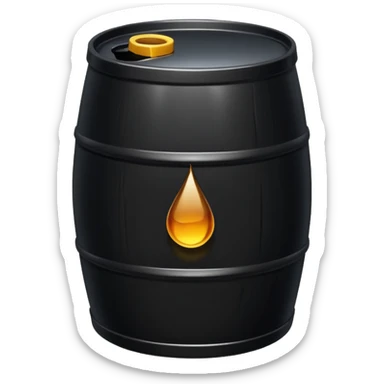 generate an ultra realistic black metal barrel without rust and with a black drop of oil on it sticker