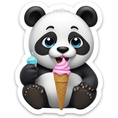 Panda eating ice cream sticker