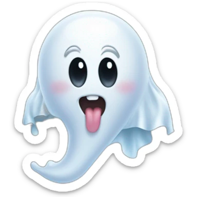 a funny little ghost who sticks out his tongue sticker
