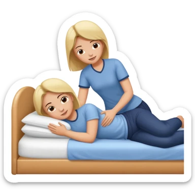 Girl massaging guy on bed sticker