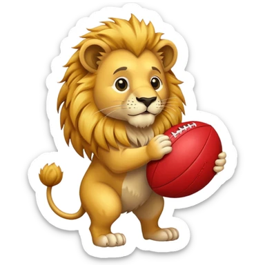 Lion holding Aussie rules ball sticker
