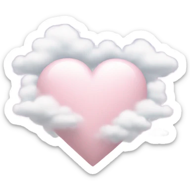 Light pink heart with clouds  sticker