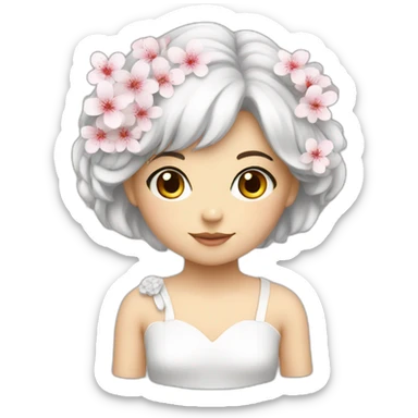 Sakura flower girl white sticker