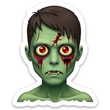 pretty brunette zombie man with green skin sticker