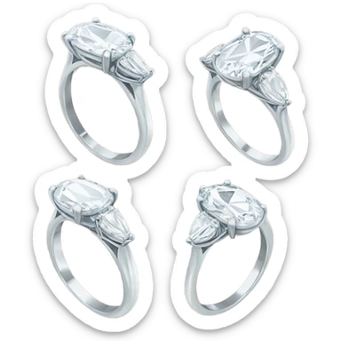 Three stone oval engagement ring sticker