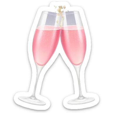 champagne glasses with pink champagne giving cheers sticker