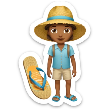 Créole réunionnais chapeau paille tong au pieds  sticker