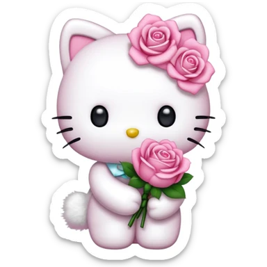 Hello kitty holding a bouquet  sticker