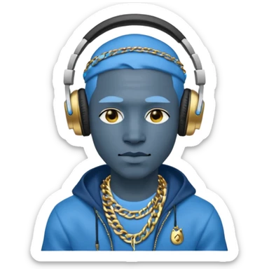 Avatar rapper with headphones blue character ' sticker