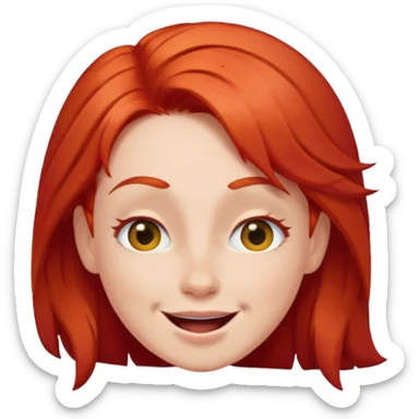 character with red hair winking, playful expression sticker